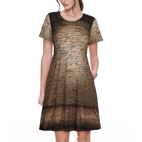 Robe d'été à manches courtes pour femme motif briques Lights Hit The Brick