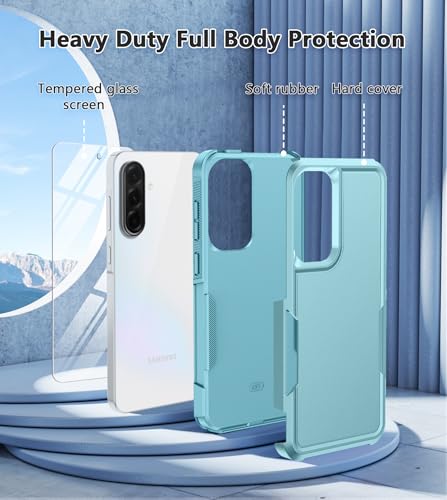 Image of FNTCASE for Samsung Galaxy A36-5G Case: A56-5G Dual Layer Shockproof Protective Cell Phone Cover | Military Grade Drop Proof Protection | Hybrid Matte Textured Rugged Hard Cases 6.7 Inch (Matte Teal)
