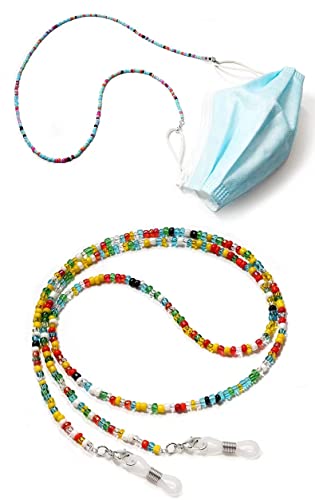 8 Pcs Beaded Eyeglass Chains For Women & Girls, Multifunction Colorful Mask Glasses Lanyard Sunglass Holder Strap Around Neck,Bead Holders Face Mask Chains Clamp Necklace Strap With Eyeglass Loop #TOP5