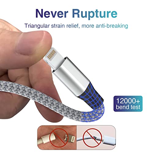 Aukelan Lightning Cable For Iphone Charger 3Pack 6Ft Mfi Certified Nylon Braided Apple Fast Charging Cord High Speed Transfer For Iphone Cord Compatible With Iphone 14/13/12 Pro Max/12Pro/11 #TOP3