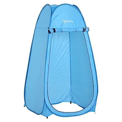 Outsunny Tienda de Campaña Instantánea Tipo Carpa Ducha Cambiador WC Impermeable para Camping 100x100x185 cm Azul