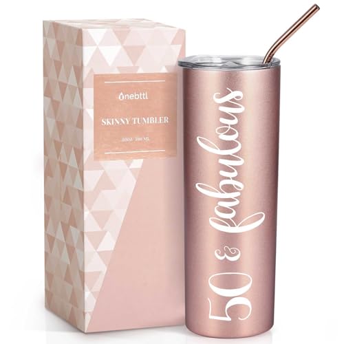Onebttl 50th Birthday Gifts for Women, Female, Her - 50 and Fabulous - 20oz/590ml...