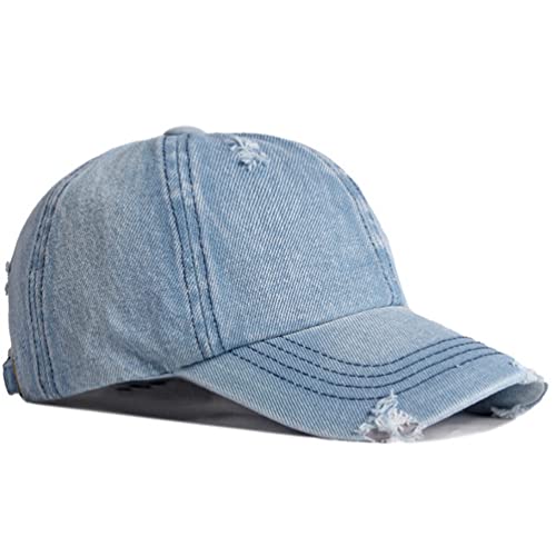 Image of Vintage Washed Denim Distressed Dad Hats Baseball Caps for Men Women