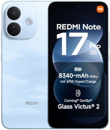 Xiaomi REDMI Note 17 Pro 5G, Smartphone 8+512 GB, Sky Blue, 8340 mAh Akku | 50MP Kamera mit OIS, 67W HyperCharge, Snapdragon® 6s Gen 4, 3500 Nits Flaggschiff-Display, Xiaomi HyperA