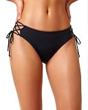 Zmart Women’s Tie Side Bikini Bottoms - Low Rise Bathing Suit Moderate Moderate String Swimsuit Bottoms Black L