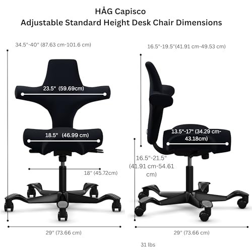 Image of HAG Capisco Sit to Stand Chair-Black Frame-Upholstered Brown Mahogany Vinyl