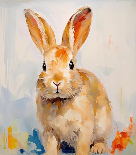 ZMHZMY Paint by Number Kits Rabbit Hare Bunny DIY Digital Canvas Oil Painting Art Decor for Adults Beginner,40x50cm Frameless