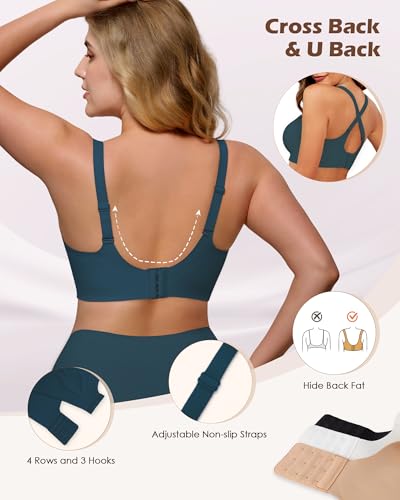 Image of As Fairy Womens Soft Comfortable No Underwire Bras V Neck Seamless Push Up Bralettes Full Coverage Tshirt Brassiere