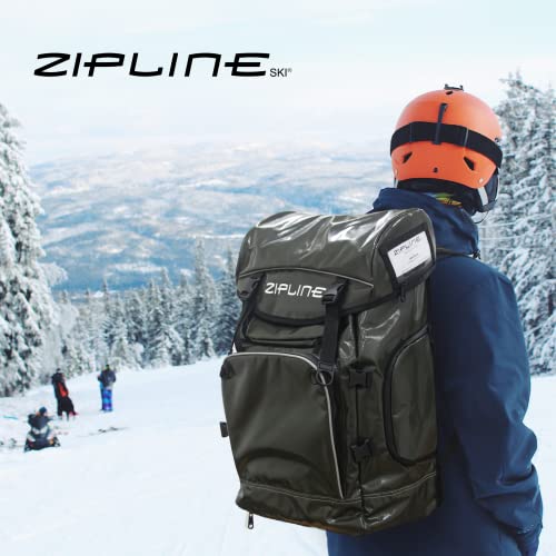 Zipline World Cup Ski Boot Bag Backpack – The Choice Snowboarding Bag of Olympian Skier Athletes – Snowboard Gear Bag for Air Travel – Skiing Accessories Storage Bag – Waterproof Snow Boot Bag (Green)