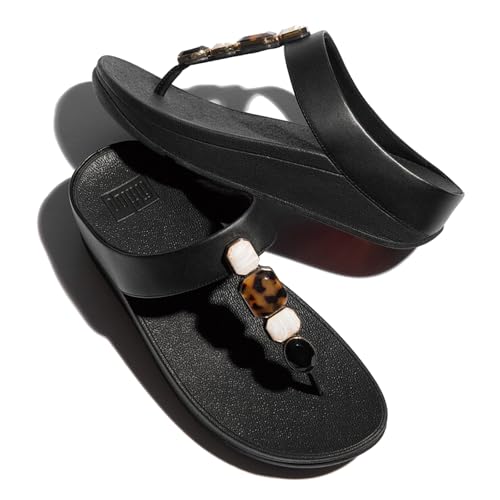 FitFlop Women's Fino Multi-Stone Leather Toe-Post Sandals Wedge4