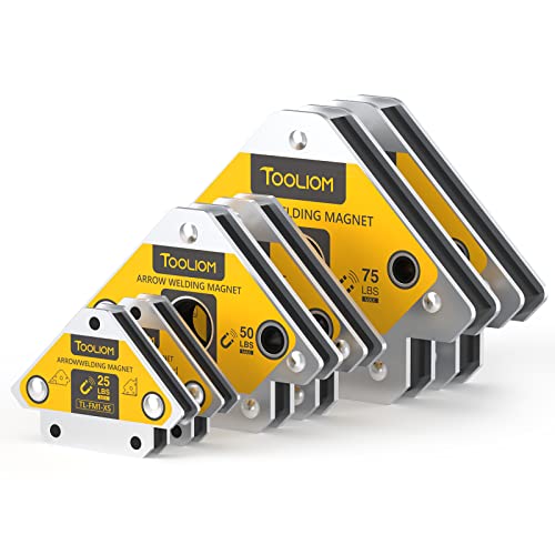 Image of TOOLIOM Arrow Welding Magnets 6Pcs 25LB & 50 LB & 75 LB Strong Hold Magnetic Welding Holder Welder Magnet Set Welding Accessories