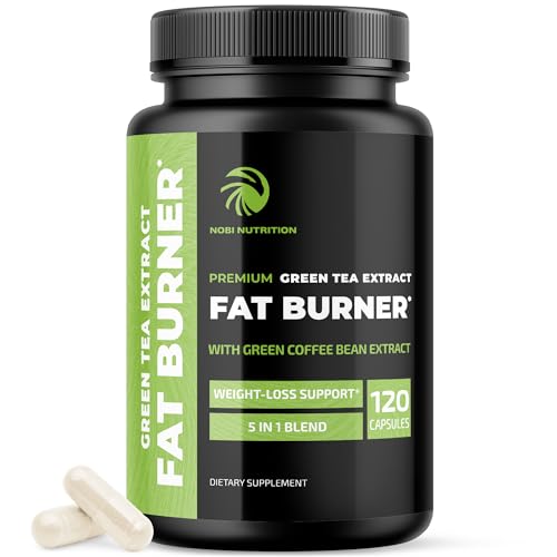 Green Tea Weight Loss Pills | Belly Fat Burner, Metabolism Booster, & Appetite Suppressant for Women & Men | 45% EGCG | With Green Coffee Bean Extract | Vegan, Gluten-Free Supplement | 120 Capsules