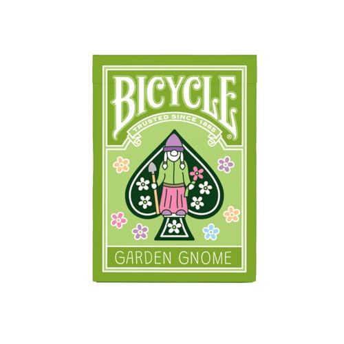 Image of Bicycle Garden Gnome Playing Cards Collectible Lawn Gnome Toys 1 Deck | Whimsical gnome-themed court cards, Custom cycling gnome card backs, Hidden gnomes in pip artwork, Made in USA