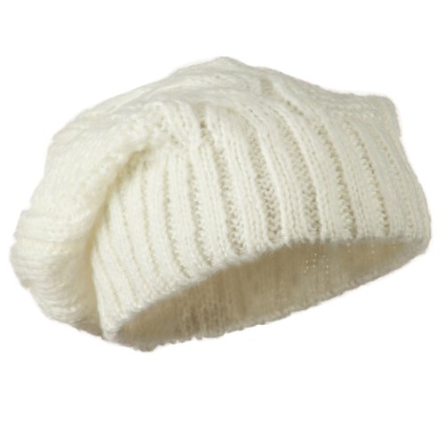 Hatiya Big Skullie Cable Beanie - White Osfm #TOP1
