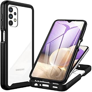 CENHUFO for Samsung Galaxy A32 5G Case Built-in Screen Protector Military Grade Shockproof Clear Cover 360° Full Body Protective Rugged Bumper Phone Case for Samsung Galaxy A32 5G 6.5 inch-Black