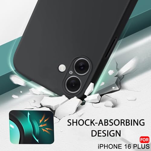 Image of TheGiftKart Liquid Silicone Back Cover Case for iPhone 16 Plus | Soft Micro-Fibre Lining Inside | Camera & Screen Protection | Shockproof Back Cover Case for iPhone 16 Plus (Silicone, Black)