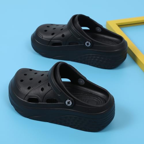 Image of FLIOZY Women's Gardener Platform Clogs Slippers Hight Heels Mules Clog Wedge Sandals Outdoor Beach Shoes