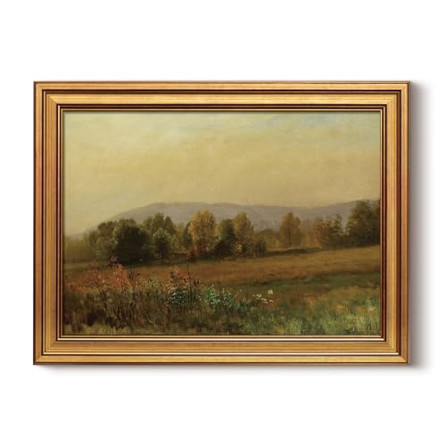 Image of HUARCEY Gold Framed Vintage Wall Art for Living Room, Landscape Painting Prints Shelf Decor for Kitchen, Aesthetic Bedroom Wall Art, Best Gifts for Friends or Family - New England Landscape 16L x 12W