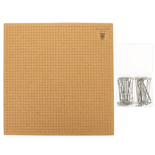 Tablero de corcho para macramé con sistema de cuadrícula y agujas en T
