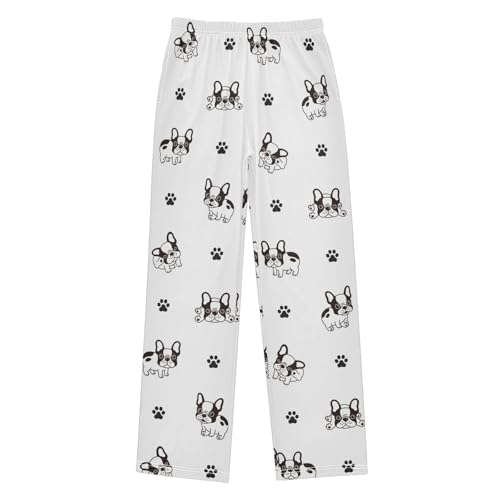 Boys' Pants Cute Bull Dog Long Bottoms Jogger Pants Elastic Waist Trousers with Pockets S-XL