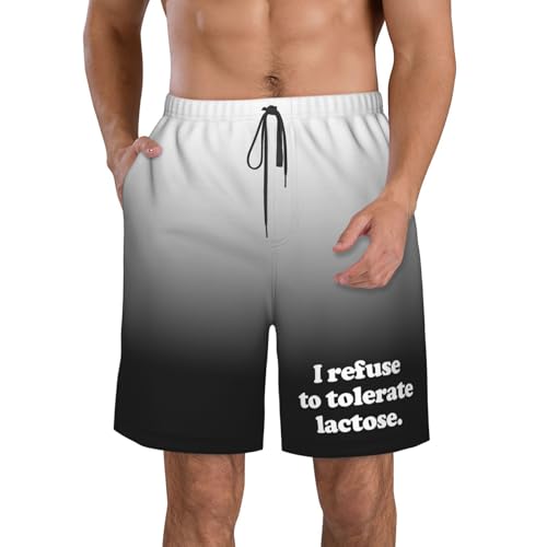 I Refuse to Tolerate Lactose Men's Casual Board Shorts Swim Trunks Beach Golf Short Swimwear Bathing Suits,