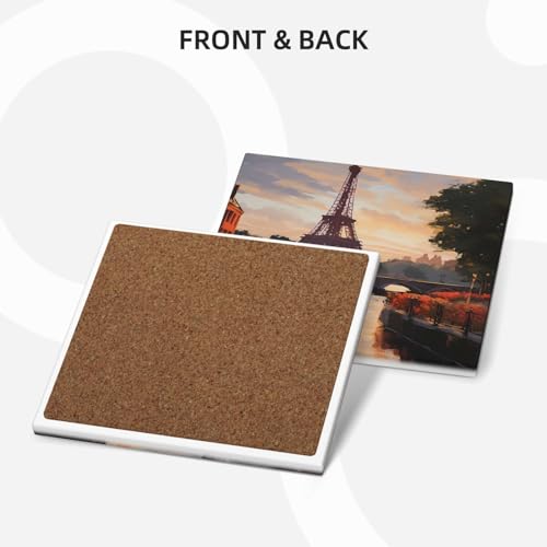 Dessous de verre carrés en céramique 10,4 cm avec support de table - 3