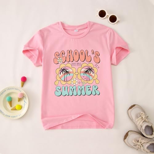 Image of Girls School's Out for Summer Shirt Last Day of School T-Shirt Kids Funny Graphic Summer Break Short Sleeve Tees Tops
