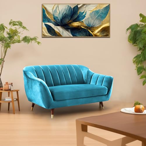 Image of Atticus 2 Seater Sofa for Living Room (Turquise) Premium Fabric Sofa