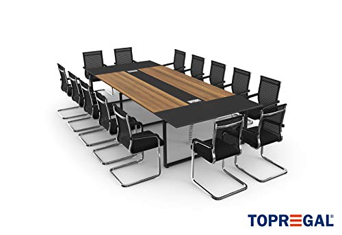 Topregal - Mesa de reuniones, mesa de conferencias, juego Anja con sillas para 10 – 14 personas (ANJA360: 360 (ancho) x 75 (alto) x 150 (profundo) cm con 14 sillas)