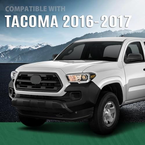 Image of GRAND ORANGE Headlight Assembly W /O LED Daytime Running Light Front Headlamp Left & Right Side Compatible with Toyota Tacoma 2016-2017 Clear Lens Black Housing OE Replacement Halogen Type