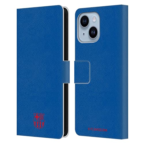 Coque portefeuille cuir iPhone 14 Plus FC Barcelona étui bleu