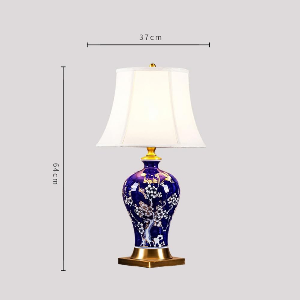 Lampka nocna do sypialni stolik nocny - ceramiczna lampa do salonu, lampka nocna z lnianym kloszem, nowoczesna lampa do sypialni (przełącznik przyciskowy)