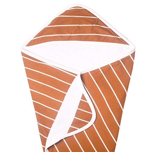 Image of Copper Pearl Hooded Bath Towels Premium Knit /Terry Cloth Baby Towels with Hood, Pockets, and Cool Designs - Great to Gift and Make Bath Time Fun - Baby Bath Towel, Camel Stripe