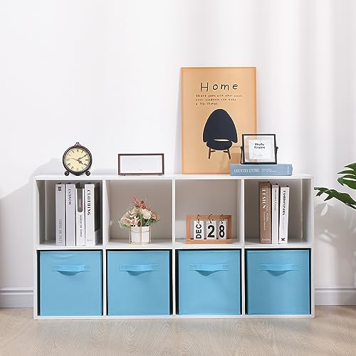 BonChoice Foldable Storage Cubes Boxes with Handle for Home Organization, Fabric Wardrobe Storage Box Organizer Basket Bins for Clothes Toys Towels, Collapsible&Durable (2, Blue) - Image 3