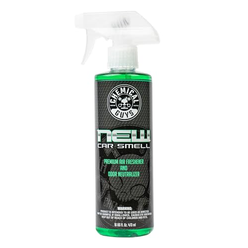 Chemical Guys AIR_101_16 New Car Smell Premium Air Freshener and Odor Eliminator, Long-Lasting Scent, Great for Cars, Trucks, SUVs, RVs & More, 16 fl oz
