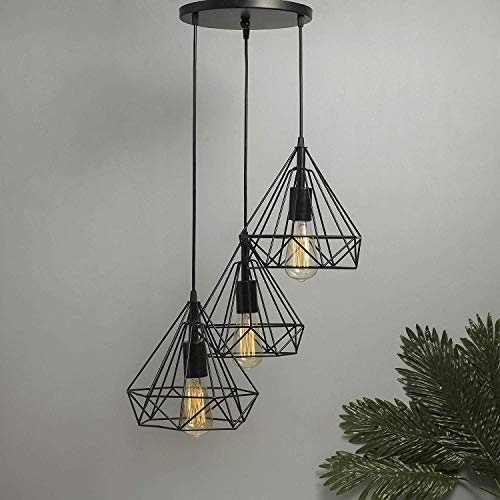 Image of Desidiya Geometric Pendant Light, 3-Light Geometric Black Cluster Pendant Light Home Decor Lights Hanging Ceiling Decorative Chandelier Home, Living Room, Indoor Modern Ceiling Hanging Lamp