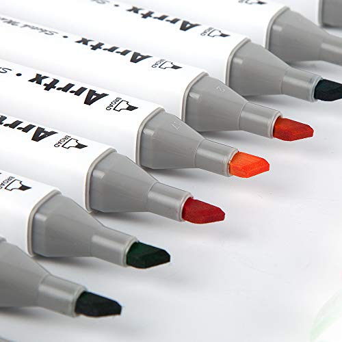 Arrtx marcadores de ponta dupla à base de álcool de 48 cores, conjunto de canetas marcadoras de arte