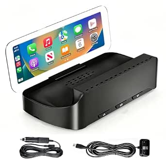 HUD‑V3 Head‑Up Display with CarPlay & Android Auto, GPS, Vehicle Speed, OBD & Cigarette Lighter Power Cables, Auto Brightness, Fits Sedan, SUV, Sports Car, Truck