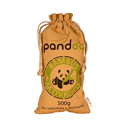 pandoo 1 x 500g Ambientador de bambú natural con carbón activado - Purificador de aire, deshumidificador, Utilizable por 2 años, libre de química y contaminantes y 100% biodegradable