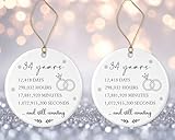34 Years Wedding Anniversary Ornament, 34Th for Couple, 34Th Marriage Gift for Parents, 34Th Wedding Anniversary Round Ceramic Christmas Ornament Keepsake Printed on Both Sides