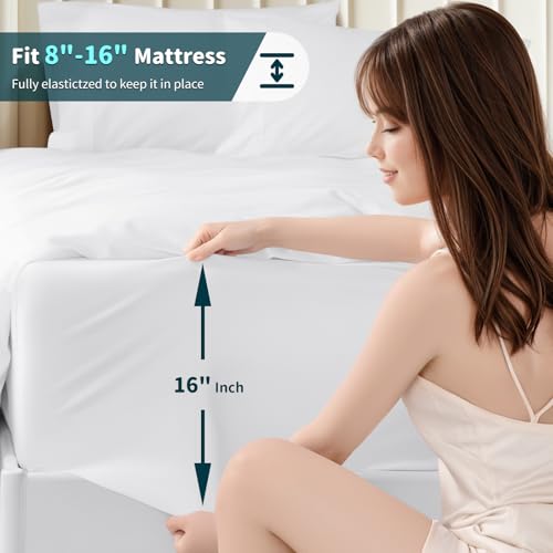 Lbro2M COTTON SHEET-9 100% Cotton 1200 Thread Count Queen Size Sheets Set,16 Inches Deep Pocket,Bed Sheet 4 Piece Sets thumb #4