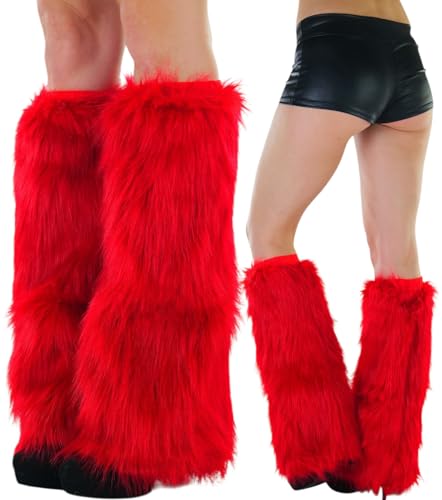 Image of ToBeInStyle Women's Faux Vibrant Fur Retro Daring 60' Inspired Ravewear Knee High Leg Warmers