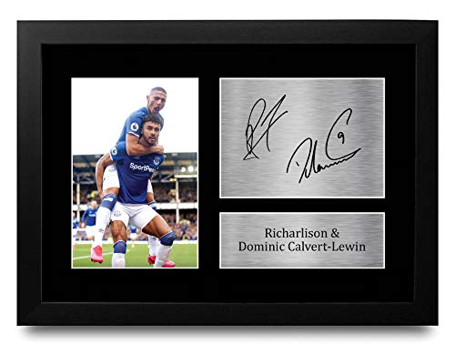 Photo dédicacée Everton Richarlison Calvert-Lewin cadre A4 pour supporter