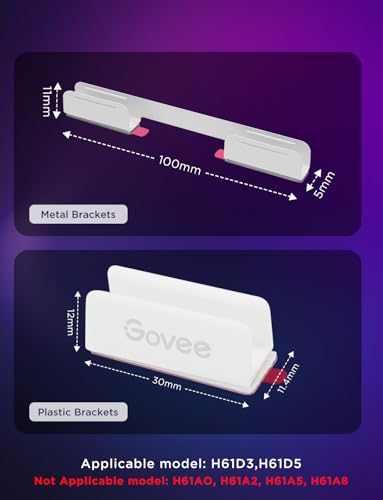 Govee RGBIC Neon Rope Light Plastic and Metal Mounting Brackets for Neon Lights 2 H61D3 & H61D5 & H61D6, RGBIC Rope Light Clips, WiFi Neon Lights Holders 20pcs, (Not Support H61A0 & H61A2), White