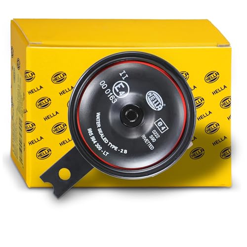 HELLA Horn - STYLE HORN S90 - 12V - 111dB(A) - Frequenzbereich: 415Hz - Hochton - elektrisch - Gehäusefarbe: rot/schwarz - Flachsteckanschluss - Menge: 1 - 3AL 922 000-951