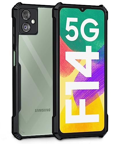 Image of WOW IMAGINE Shock Proof Clear Protective Back Case for Samsung Galaxy F14 5G - AirEDGE Technology | 360 Degree Camera Protection | Transparent Hybrid Back Case Mobile Cover - Earthy Black