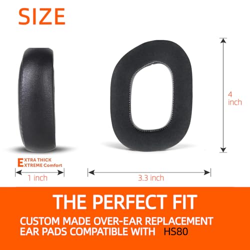 Replacement HS80 Earpads para Corsair HS80 RGB Wireless Headphones - Almohadillas de espuma viscoelástica, cuero proteinico, aislamiento de ruido, cómodas, repuesto miniatura 5