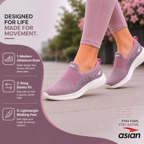 Image of ASIAN Style Walk-02 Women Walking Shoes with Memory Foam Cushion, Lightweight Slip-On Design, Breathable Upper Stylish Casual Shoes