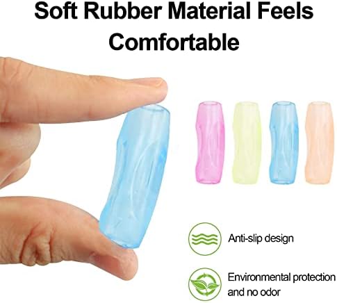 Pencil Grips, 8 Pcs Children's Silicone Pen Grips Ergonomic Writing Aid Grip Soft Cushioned Writing Aid Pencil Holder for Kids Student and Adults (Blue Pink Green Orange)
