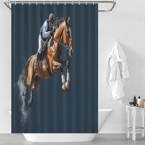 Rideau de douche lavable en tissu polyester imperméable avec crochets